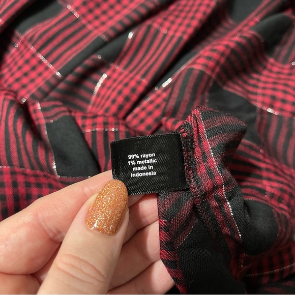 Lane Bryant Red Metallic Plaid Wrap Blouse Size 22 Nwt - Picture 13 of 13